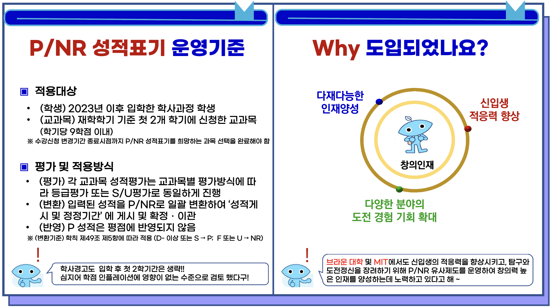 P/NR 표기 방식에 관한 카드뉴스. ©KAIST 교학기획팀